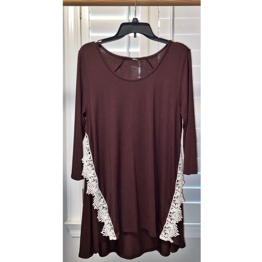 Brown casual lace dress